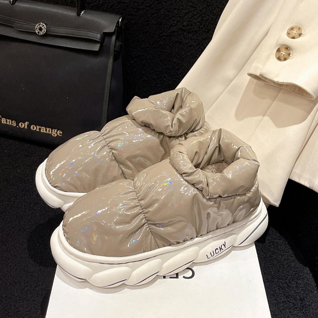 Женские зимние теплые зимние ботинки на меховой подкладке, повседневные ботильоны без шнуровки на флисовой подкладке, непромокаемые верхние ботинки, домашние туфли с высоким берцем для женщин