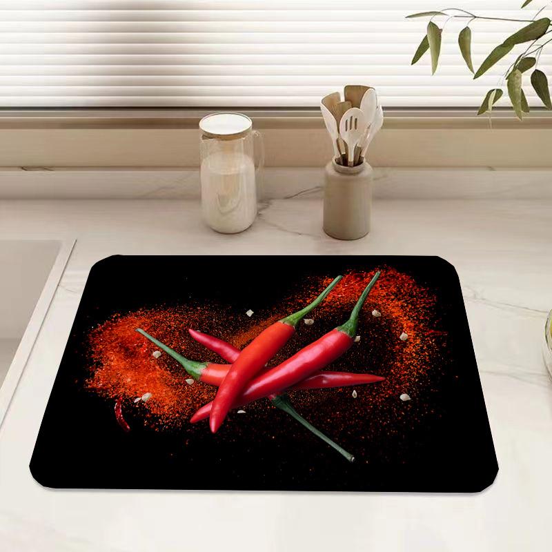 1 шт., фруктовый резиновый коврик для сушки с ретро-посудой для кофе для кофейни, кухонный ковер, посуда, прочный коврик для стола из диатомовой грязи, коврик для посуды для домашних животных