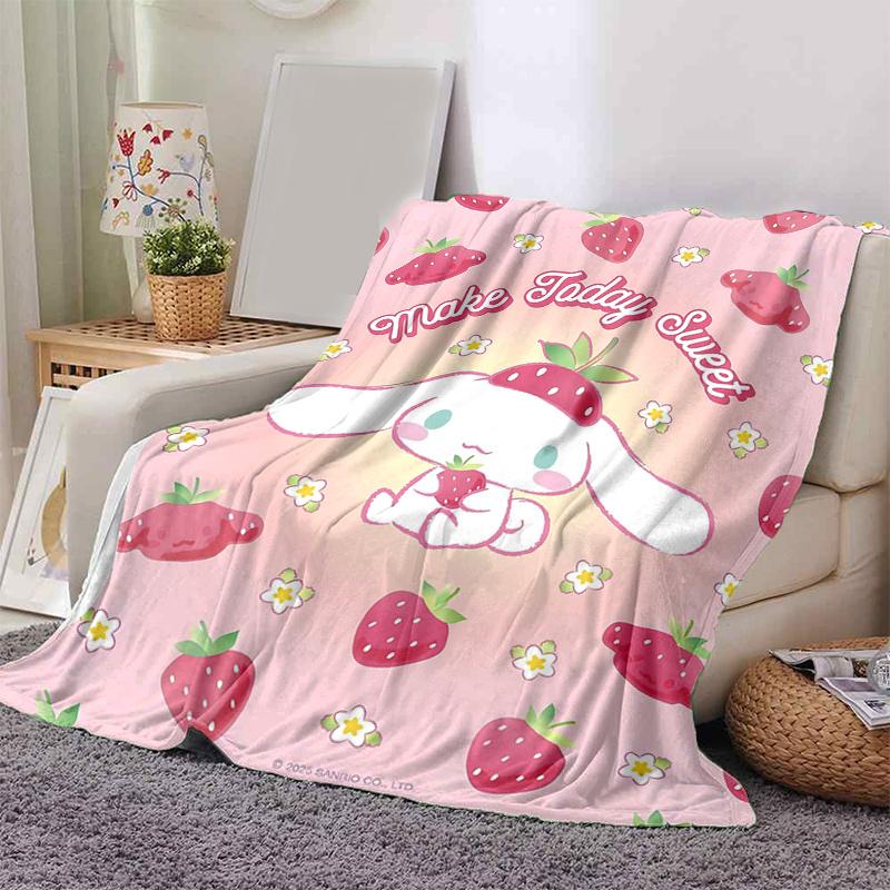 1pc Cute Strawberry Cinnamoroll Cartoon Blanket, Seasonal Home Decor Gift, Living Room, Travel, Camping, Car Blankets, Beach, Office Naps, Perfect for