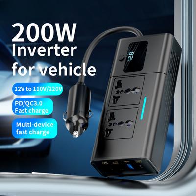 Бытовой преобразователь 200 Вт USB-порты Многофункциональная розетка Автомобильный инвертор Автомобильный инвертор питания