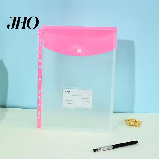 11 Hole Punched File Sleeves Binder Pockets for A4 Binders, Plastic Expanding Folders Project Organizer with Snap Closure & Transparent Label