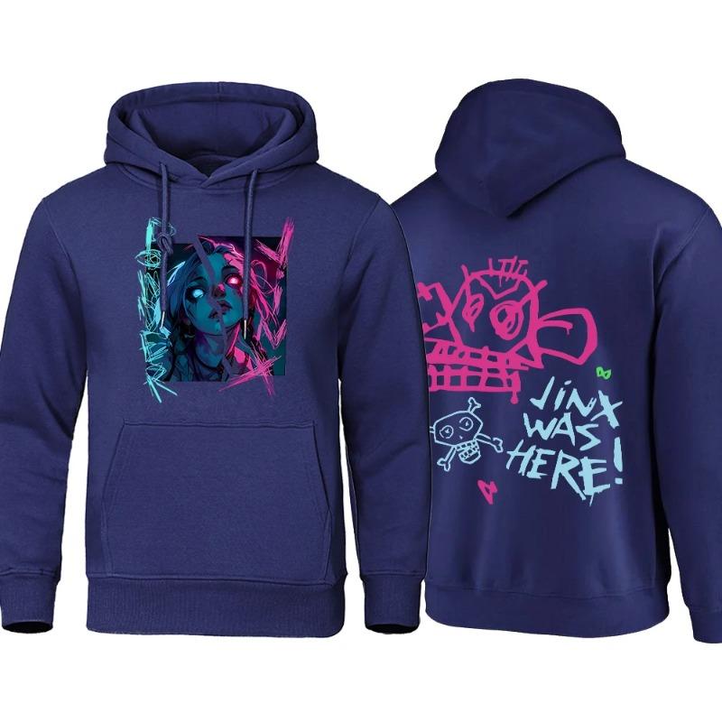 Arcane Hoodie Men Anime Jinx Hoodies Autumn Высококачественная флисовая толстовка Street Hoody Гибкая мужская одежда Oversize Толстовки и свитшоты мужские