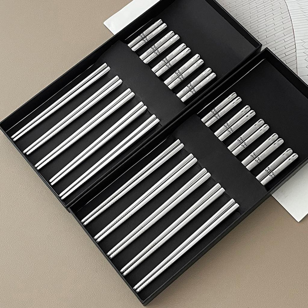 Набор палочек для еды из нержавеющей стали 304 с противоскользящим покрытием, многоразовые металлические палочки для еды, палочки для суши, кухонная утварь, китайские палочки для еды