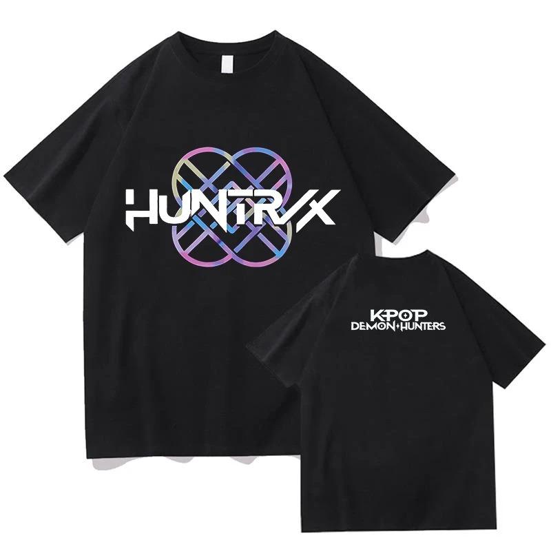 Trend Loose Tops Unisex Street Hip Hop Fashion Casual T-Shirt Anime K-Pop Demon Hunters Tees Harajuku O-neck Casual Shirt Gift
