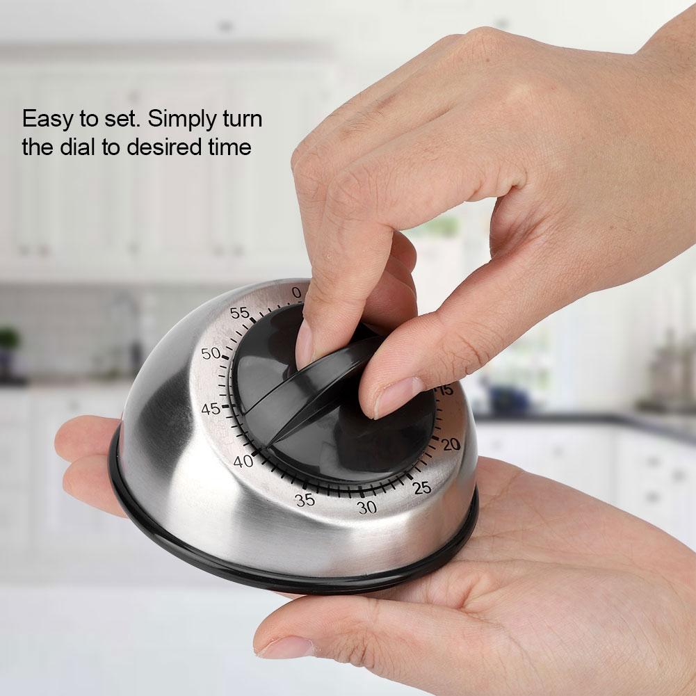 60 Minutes Stainless, Timer Mechanical stainless steel Steel Kitchen timer tools Wind up Time Reminder