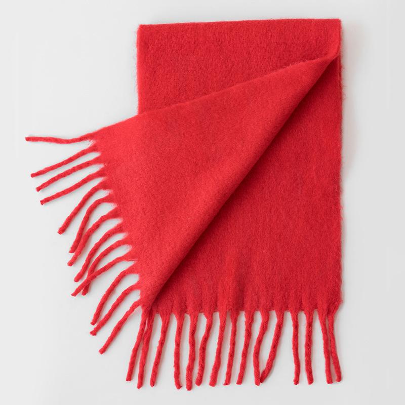 New Year's red scarf Winter women's holiday gift Couple versatile student affordable Korean knitted warm thickened scarf