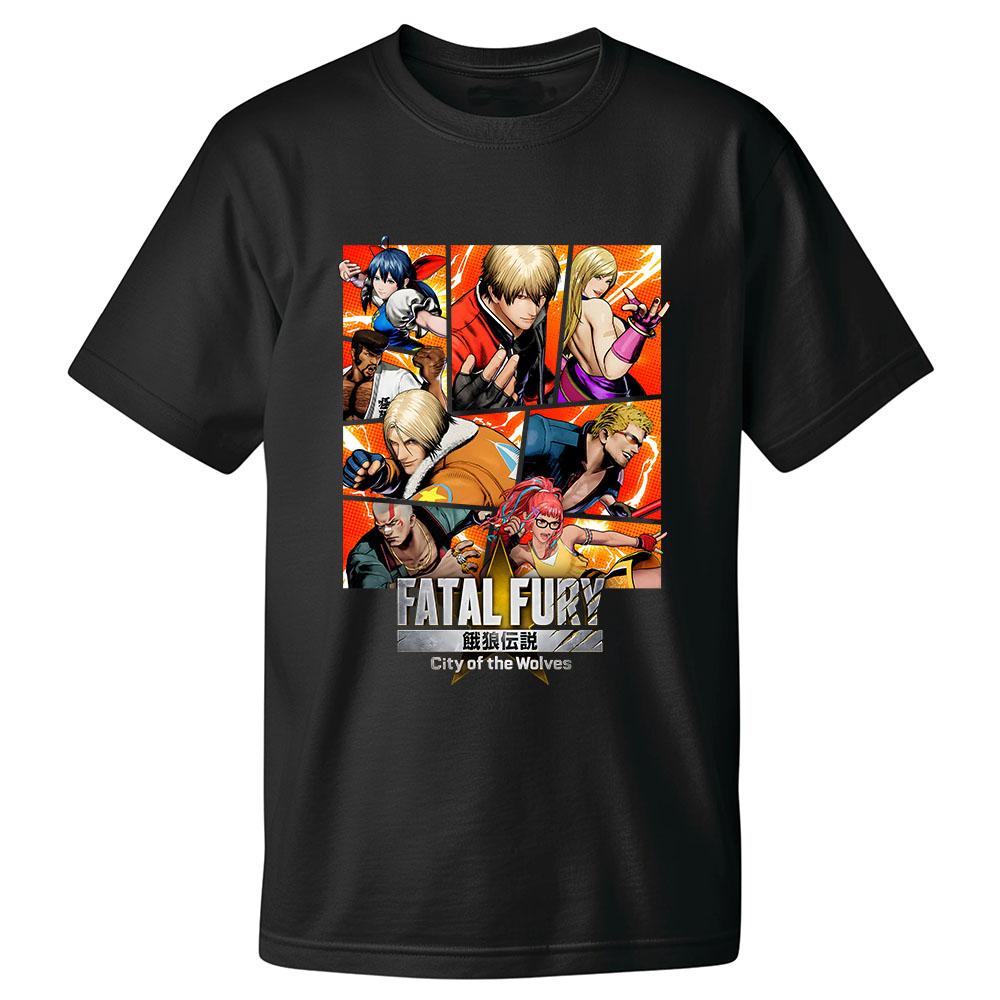 Игровой футболка FATAL FURY с принтом Хлопковая с коротким рукавом Свободные футболки Унисекс Уличный стиль Повседневная Летняя футболка с круглым вырезом