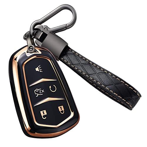 Чехол для ключа Cadillac Escalade Key Fob Cover, чехол для ключа Cadillac ATS CTS CT6 STS SRX XT5 Key Fob Case Premium Soft TPU Full Protection Smart Key Holder