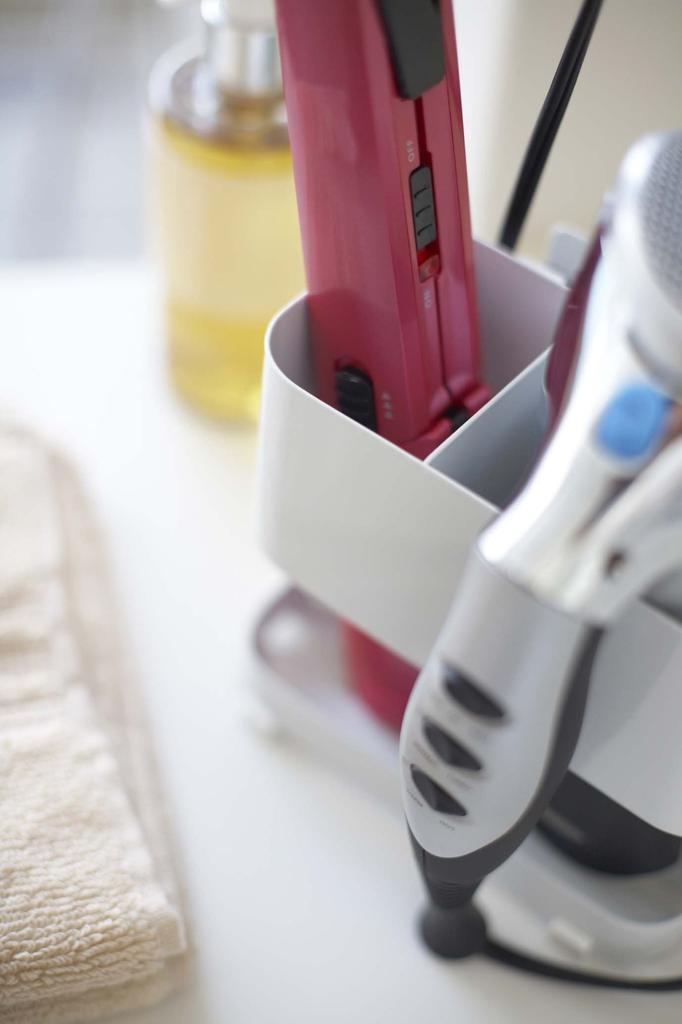 Держатель для фена и утюжка для волос Yamazaki, Белый, Прибл.. Ш16 x Г8,5 x В14см, Держатель для фена Beautes, Хранение утюжка для волос, 7593