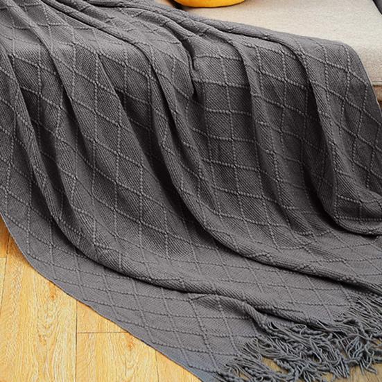 Вязаное одеяло с кисточками, легкое эластичное тканое одеяло для всесезонной вязальной машины