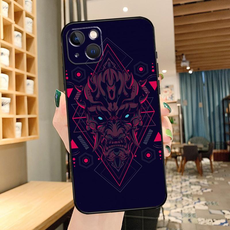 Чехол для телефона Демоническая маска Они Хання Для iPhone 16 17 Pro Max 14 13 12 11 15 Pro Max mini 15 16 Plus 16e 17 Air Cover