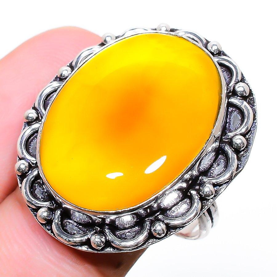 Yellow Onyx Gemstone Handmade 925 Sterling Silver Jewelry Pendant 2.96"