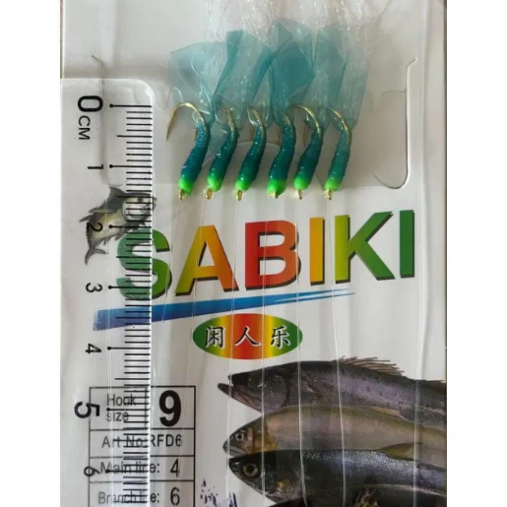 Lures Sabiki Sea Fishing Rigs Golden Golden Tied Hooks Green Rubber Lures  Sea Fishing