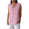 Women's Cotton Linen Tank Tops Summer Casual Solid Button Down V Neck Sleeveless Tshirts Loose Blouse
