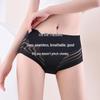 Women's Seamless Lace Mid-High Waist Panties - Plus Size, Breathable Cotton Crotch, Ice Silk