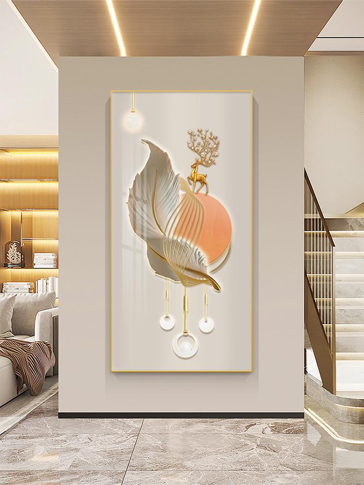 New Chinese Decorative Painting, Golden Deer Canvas Painting, Luxury Rich Tree Posters and Prints, for Porch Living Room Decor