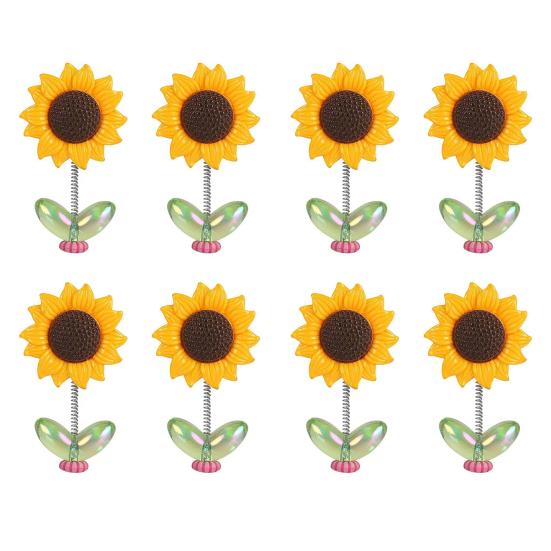 5/8/10Pcs Sunflower Decoration Car Ornament Realistic Looking Mini Size Easy To Install Spring-loaded