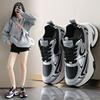 2024 New Breathable Casual Fashion Versatile Sports Shoes European Station Silver Thick-soled Heightening Dad Shoes Women's Shoes