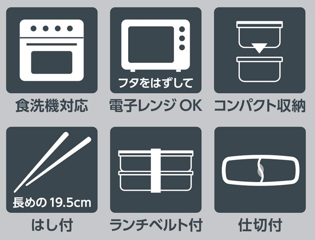 Ланч-бокс OSK для мужчин, двухъярусный ланч-бокс TSUMUGI Deux, поясная сумка, сделано в Японии, можно мыть в посудомоечной машине, 470 мл+420 мл [С палочками для еды/Включен ланч-бокс/С