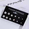 6/12Pairs Exquisite Women Jewelry Gift Geometric Crystal Stud Earrings Set Round Zircon Alloy Silver