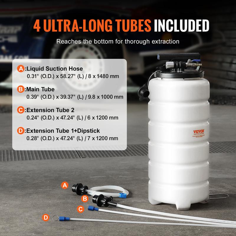 SucceBuy 6.5L/15L Pneumatic/Manual Fluid Extractor with Suction Hose Oil Changer Pump for Automotive Fluids Vacuum Evacuation