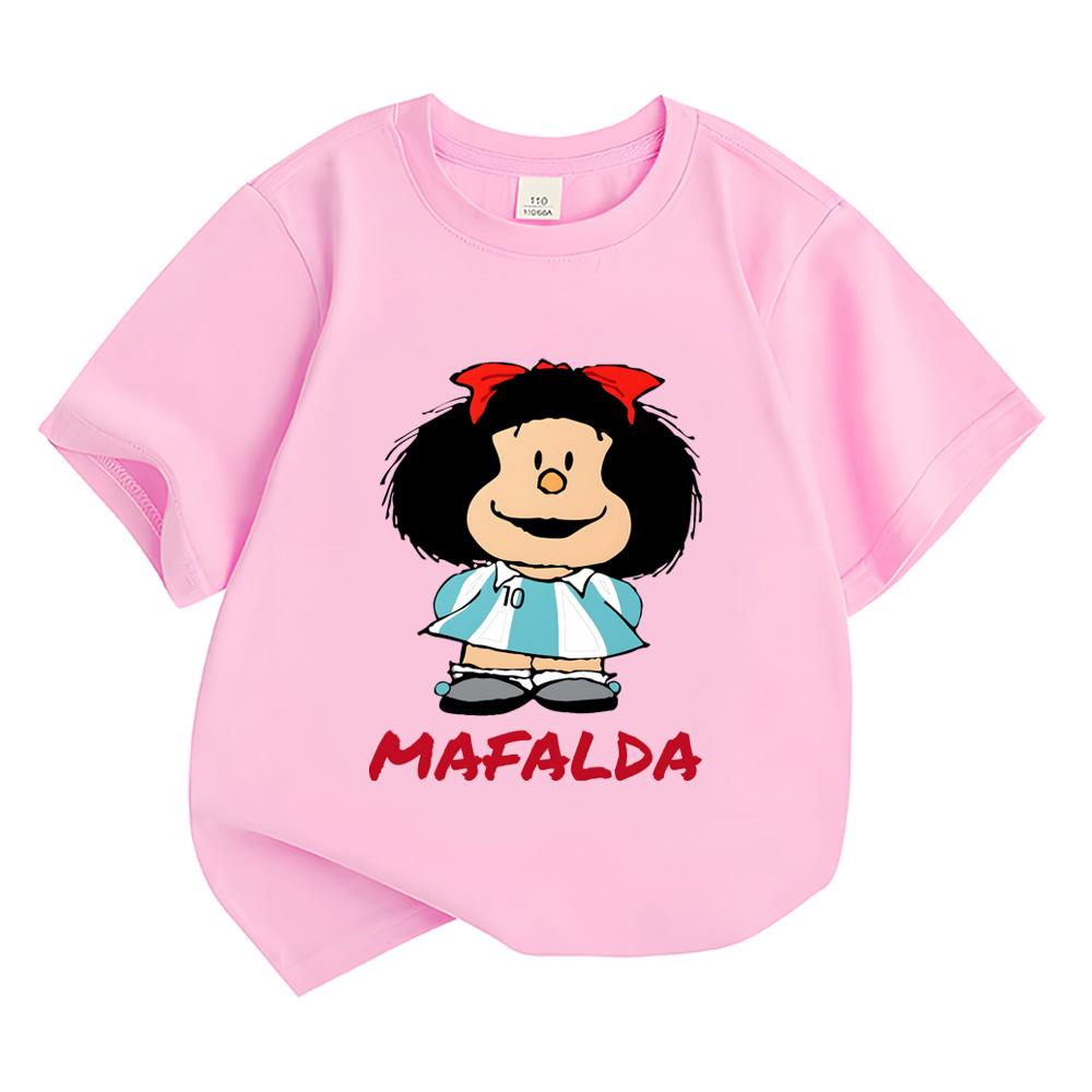 2026 New Style Mafalda Comic Round Neck Tees Boys Girls Kids Clothing 100%Cotton Tops High Quality Sports Sleeves Fashion Streetwear