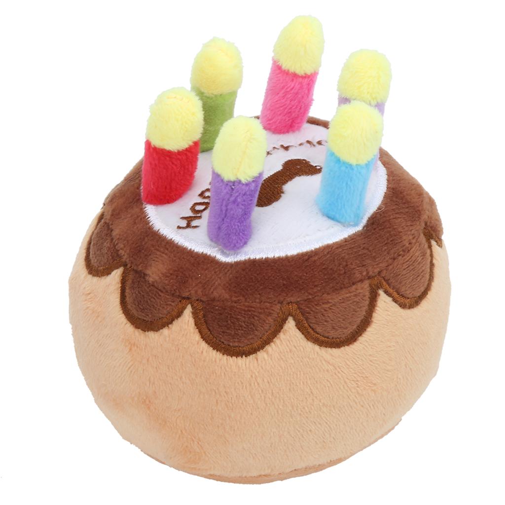 Dog Birthday Cake Toy Plush Candle Birthday Cake Toy Squeaker Chew Dog Toy for Dogs