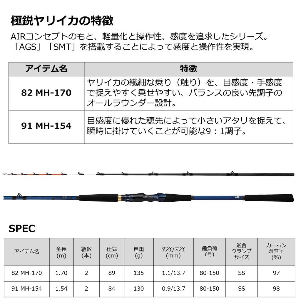 Daiwa Boat Rod Extremely Sharp Spear Squid 82 MH-170