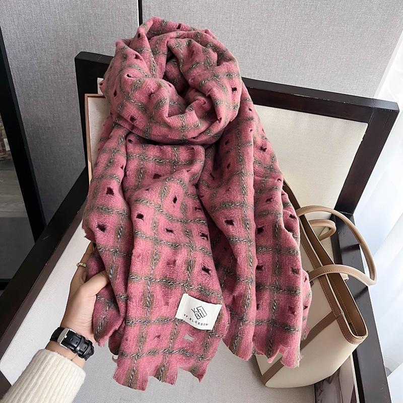 New Korean Version Scarves for Men and Women In Autumn and Winter, Checkered Couple Dual-purpose Warm and Windproof Scarf Shawl