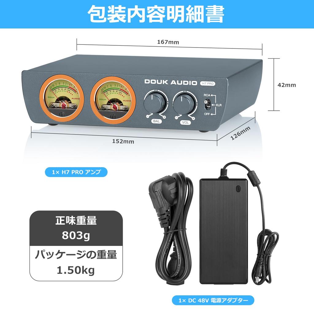 Nobsound Douk Audio H7 PRO TPA3255 Digital Amplifier with VU Meter 300W Home Stereo Power Amplifier Power Adapter (48V Included)