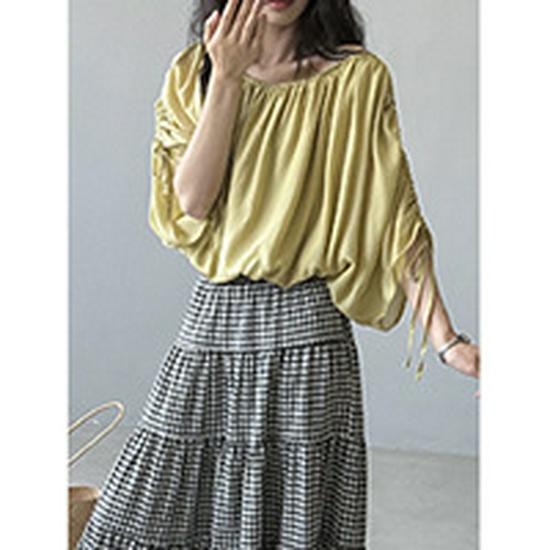 Женская миди-юбка А-силуэта в черно-белую клетку Yan Shuang, с высокой талией, свободного кроя, летний стиль