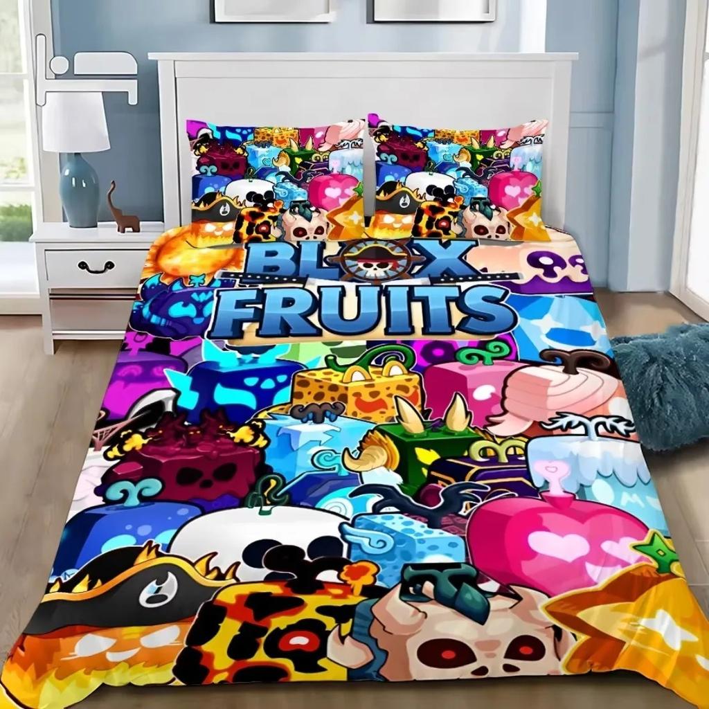 3D Game Bedding Set B-Blox F-Fruits Cartoon Duvet Cover Set Soft Skin-Friendly Single Double King Size For Kids Home Textiles
