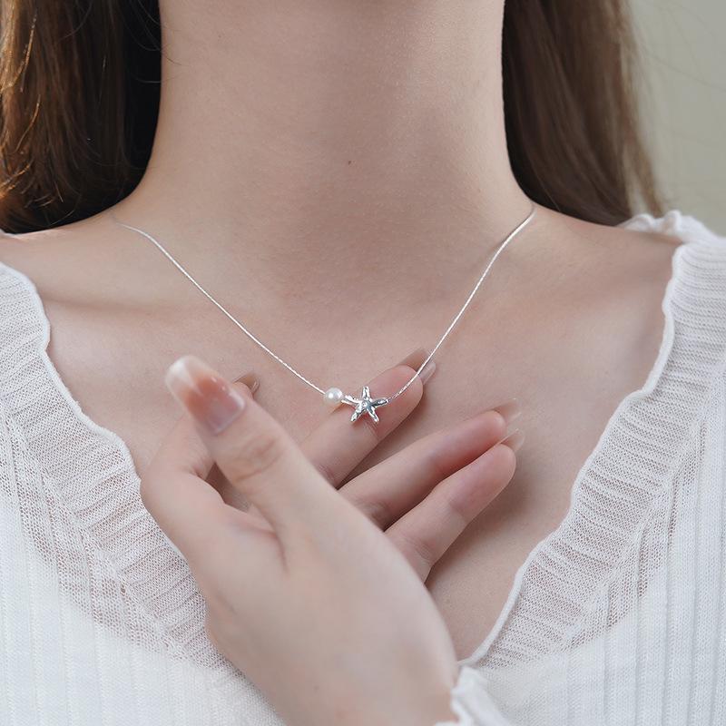 Персонализированное ожерелье из жемчуга с морской звездой на осень и зиму, простая и свежая цепочка для свитера