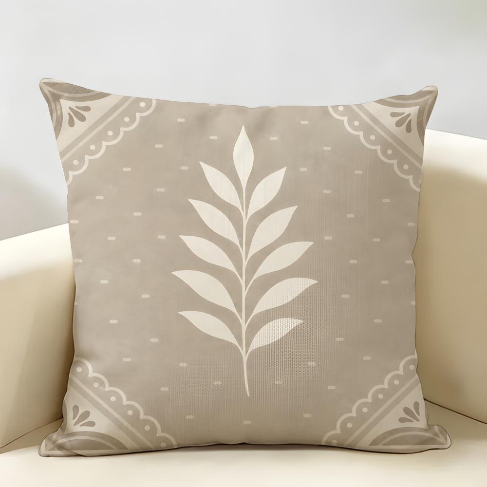 Neutral Minimalist Modern Fern Boho Cushion Cover Natural Linen Organic Fabric DoubleSided Printing Room Sofa Decor Pillow Case