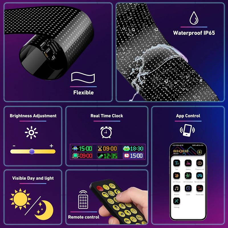 Dynamic Devil Eyes Light for Car Truck Windshield Programmable LED Display Flexible Soft Screen DIY Bluetooth APP Remote Control