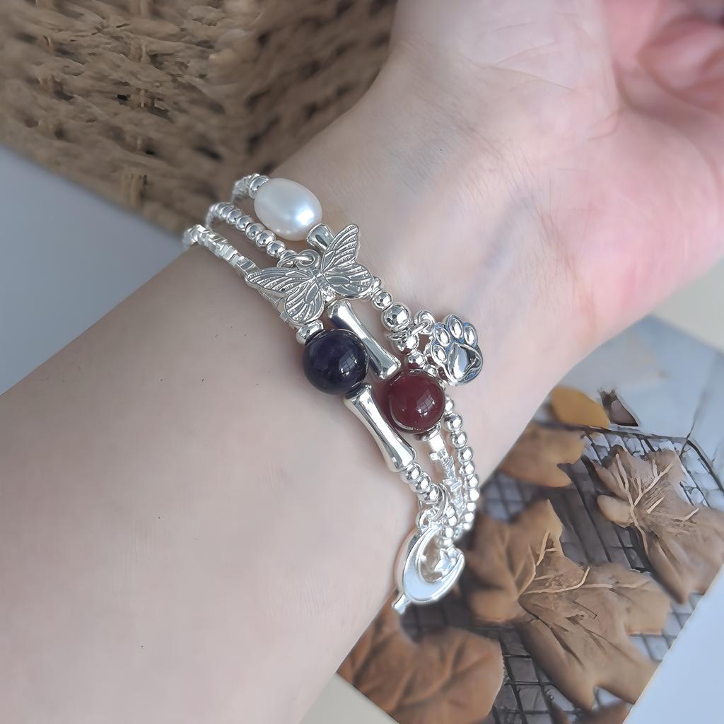 Elegant Handcrafted Natural Stone Bead Chain Bracelet, Timeless Design Suitable for Any Occasion