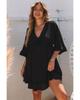 Ruffled Sleeve V Neck Babydoll Mini Dress