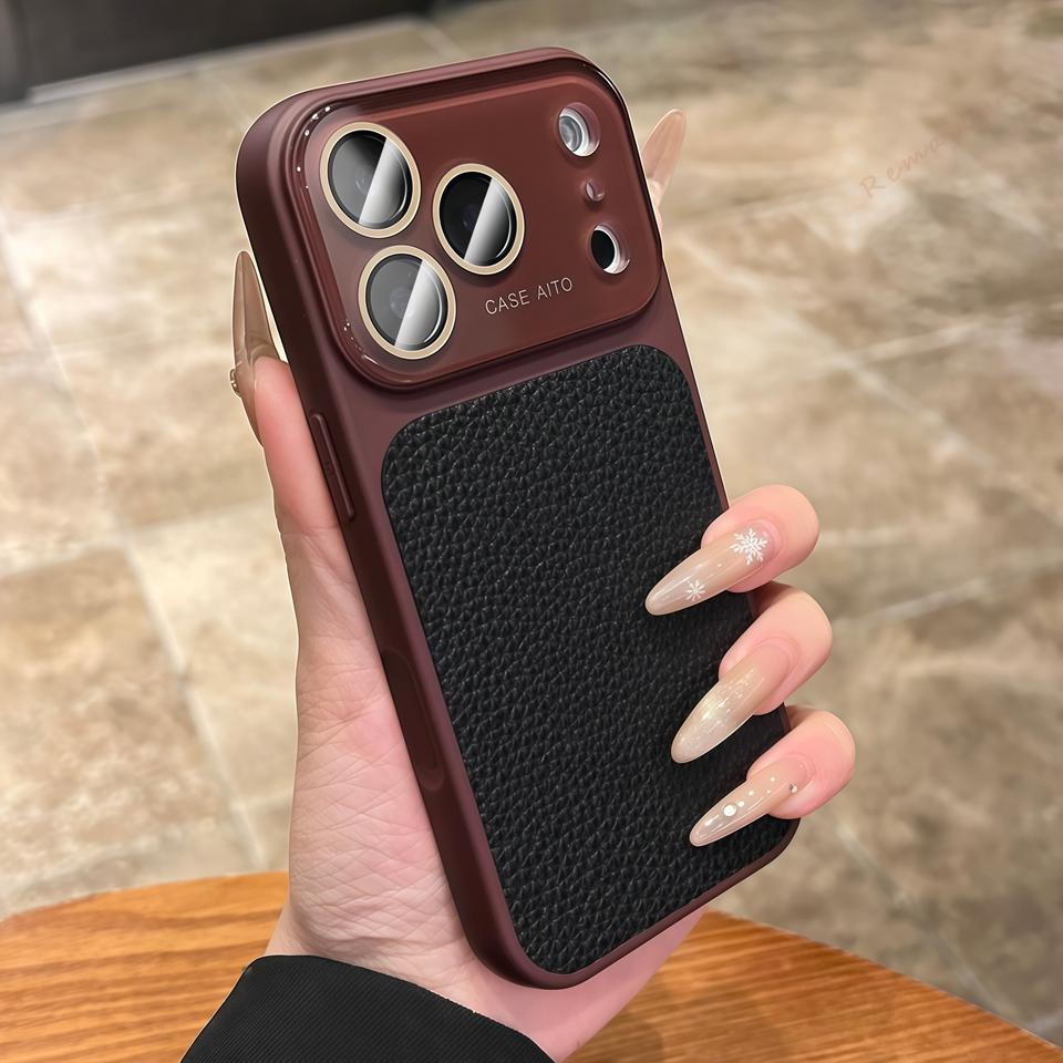 Official Lychee Leather Big Window Phone Case For For Iphone 17 13 14 1 16 Pro Max 16Pro 17Pro Candy Len Camera Protector Cover