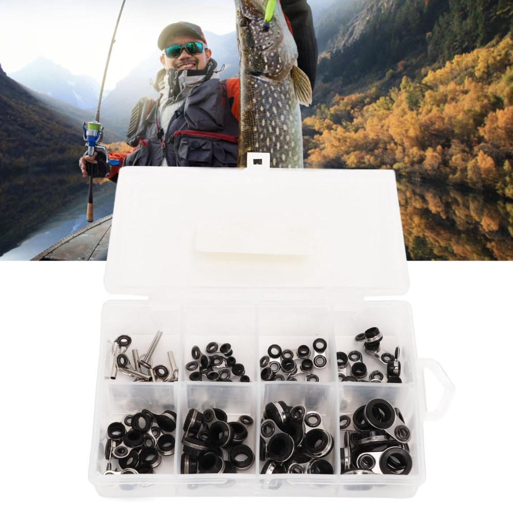 80PCS Ceramic Insert Fishing Rod Guide Kit Rod Guide Repair Kit for Telescopic Rod Repair