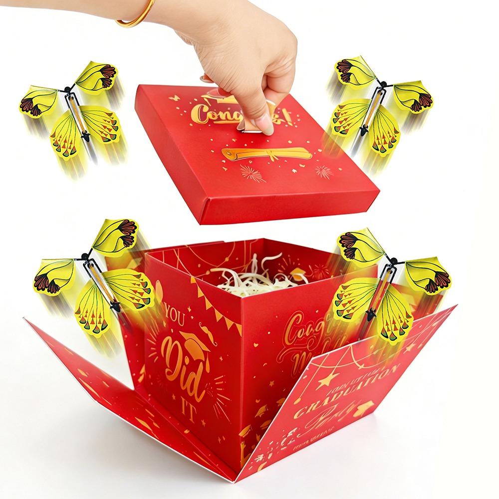 Новая DIY Коробка-сюрприз «Взрыв бабочек» на выпускной Выпрыгивающая Pop-up Surprise Летающая бабочка Складная коробка-сюрприз Подарок