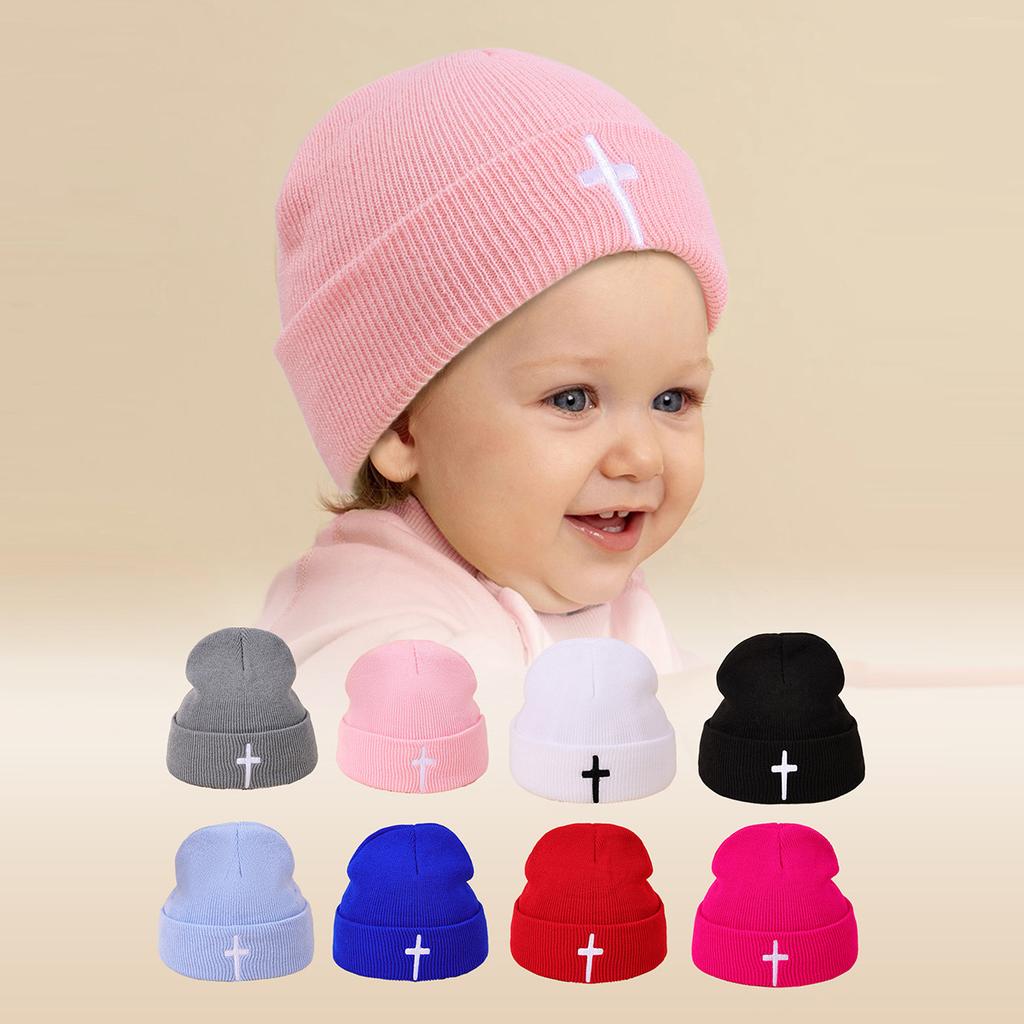 Autumn And Winter Acrylic Cross Embroidered Knitted Hat Men And Women Versatile Trend Wool Hat Hip Hop Cold