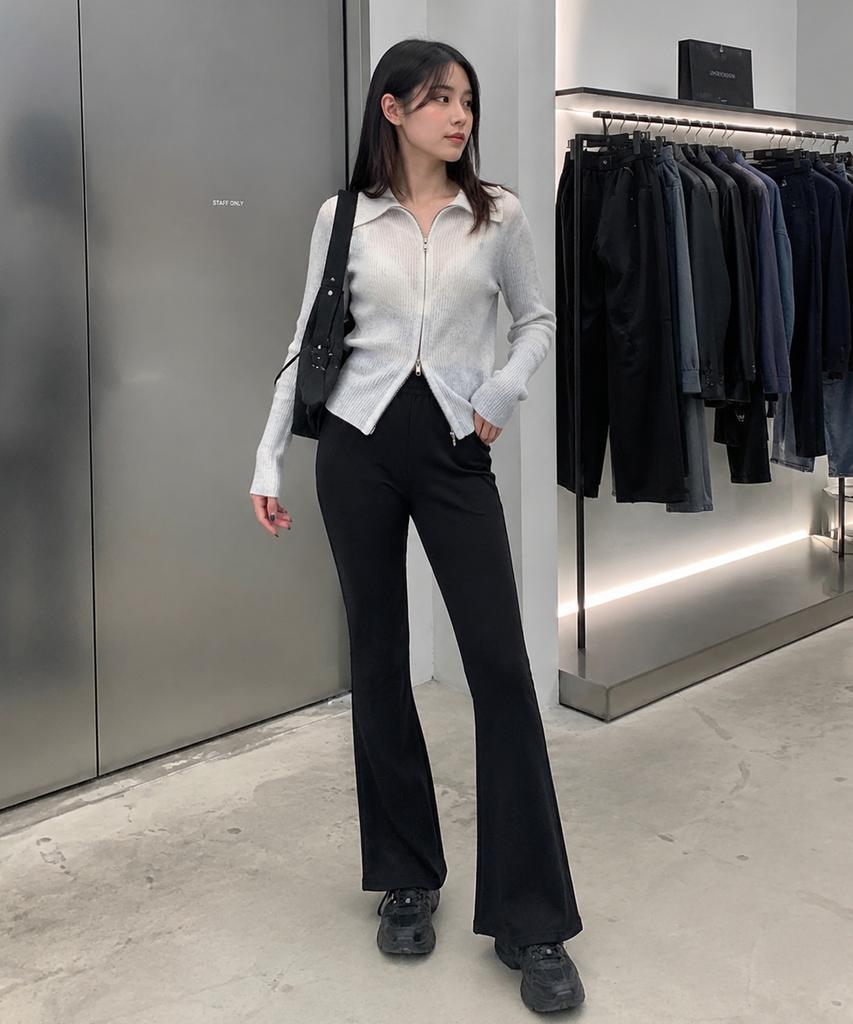 KOLEAT Long Slim Elastic Bootcut Slacks [Black] Wide Flare Pants Ver.