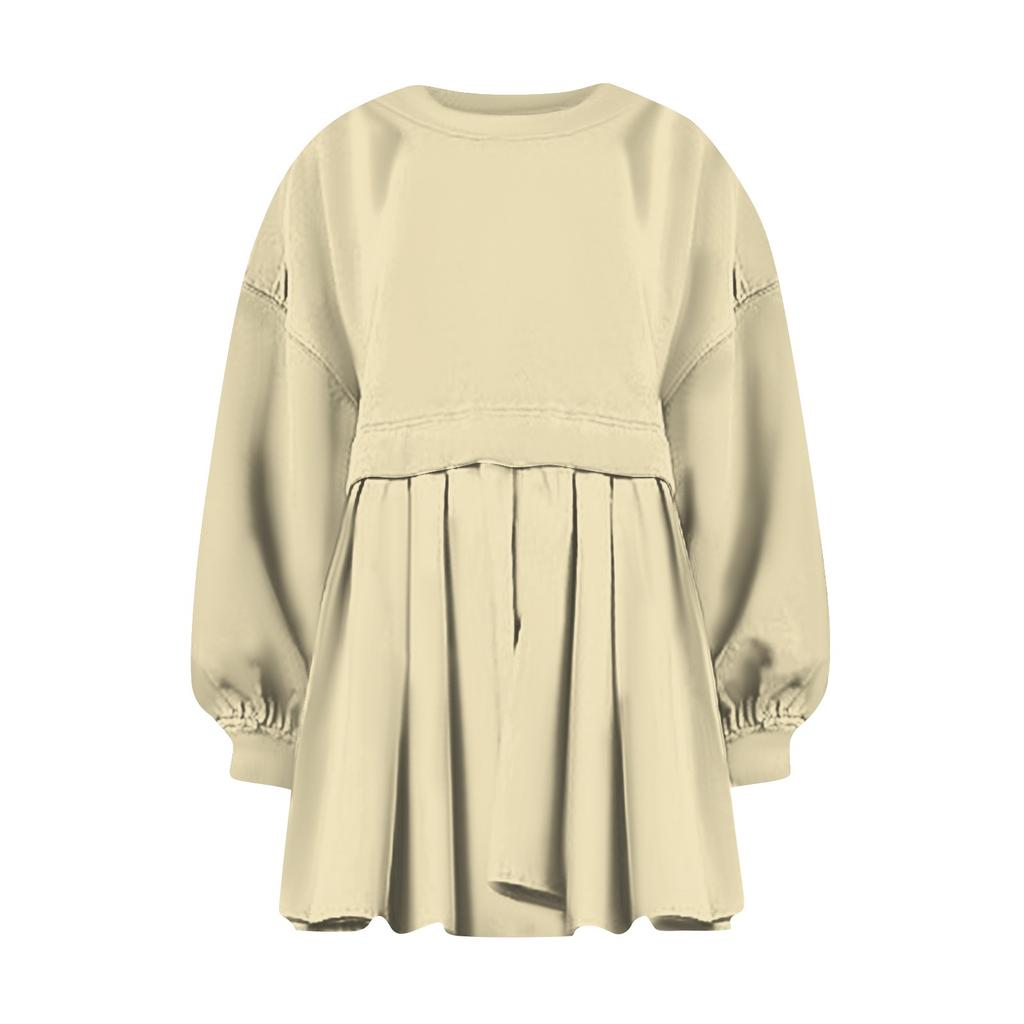 Женское платье-толстовка большого размера с длинным рукавом в стиле пэчворк, пуловер, топы, платье-толстовка