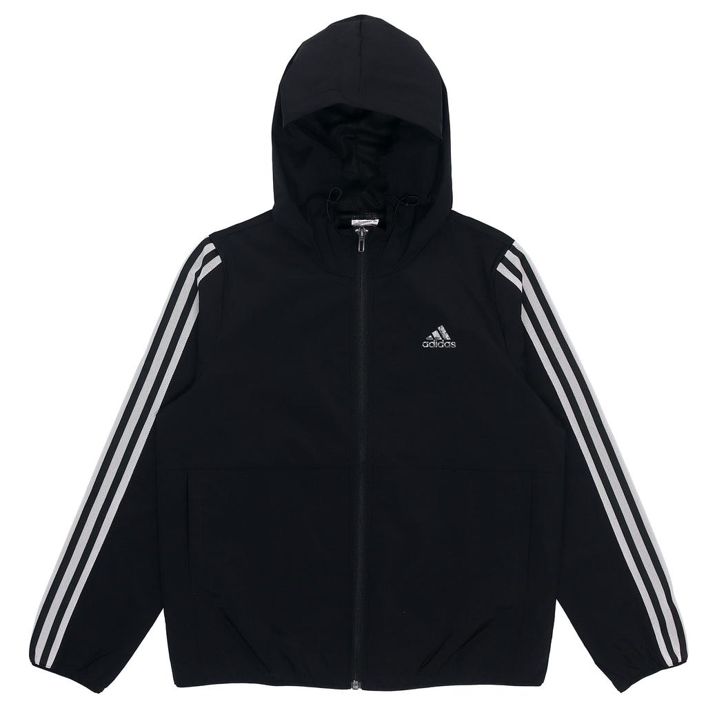 Adidas Classic Striped Woven Hooded Jacket Women Outerwear Black GQ0596