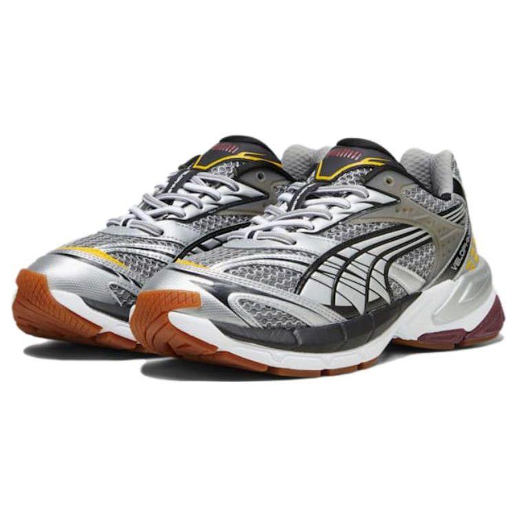 Puma Velophasis Phased - Кроссовки унисекс серебристо-бордового желтого цвета черно-белые 389365-05
