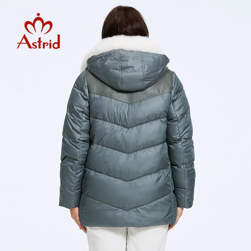 Astrid Женская куртка зима 2024 года, пуховики больших размеров с большим меховым воротником и капюшоном, утолщенное флисовое плюшевое пальто, женская парка CR-10532