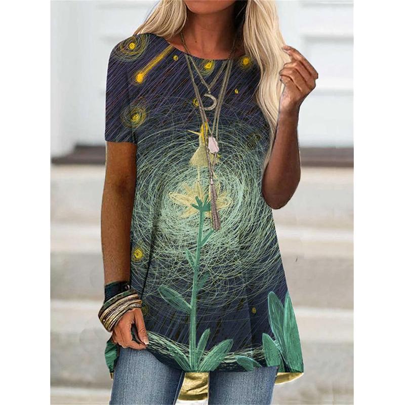 Футболка с абстрактным градиентом цвета и 3D принтом, летняя уличная одежда, женские футболки с короткими рукавами, топы Y2K, женские футболки, одежда больших размеров