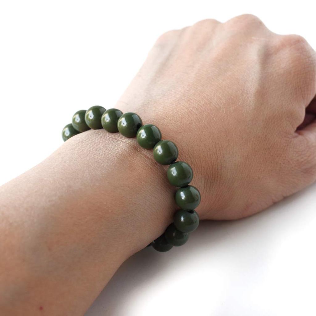 Зеленый браслет Хокутолит 10 мм Сделано на Тайване Измерены отрицательные ионы Радий Зеленый Гекторит Внутренний диаметр [ЗОЛОТОЙ КАМЕНЬ] Прибл.. 15.5cm