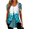 Рубашки для женщин, топы с короткими рукавами, нарядные летние повседневные блузки с v-образным вырезом и нерегулярным подолом с принтом, футболки