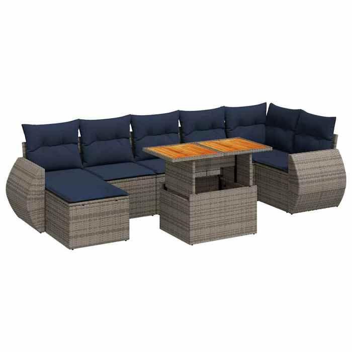 VidaXL Garden Lounge Set 8 Pcs with Grey Cushions Wicker 3327295